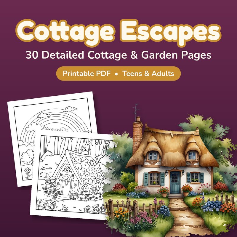 Cottage Escapes coloring book cover